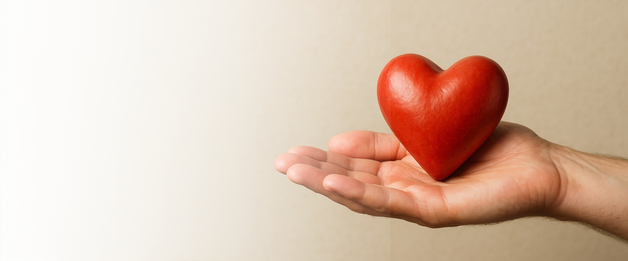 man holding a symbolic heart